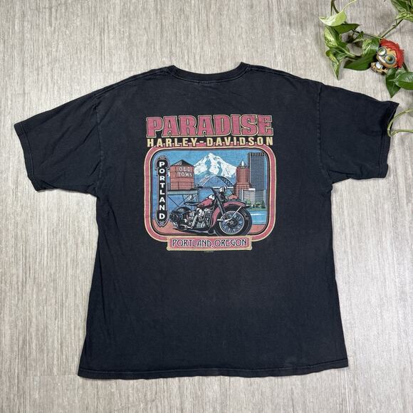 Harley Davidson Portland OR Paradise Old Town PDX Mens XL Short Sleeve Crewneck - Picture 1 of 8